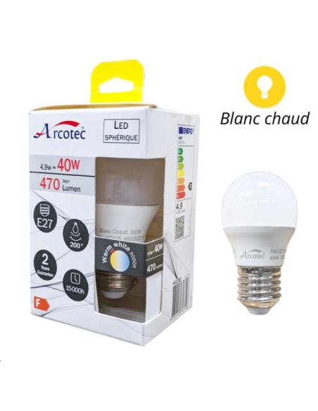 AMPOULE LED SPHERIQUE E27 EQUIV 40W