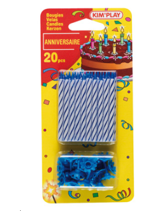 BOUGIES ANNIVERSAIRES BLEUES 20 pcs