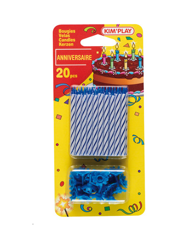 BOUGIES ANNIVERSAIRES BLEUES 20 pcs