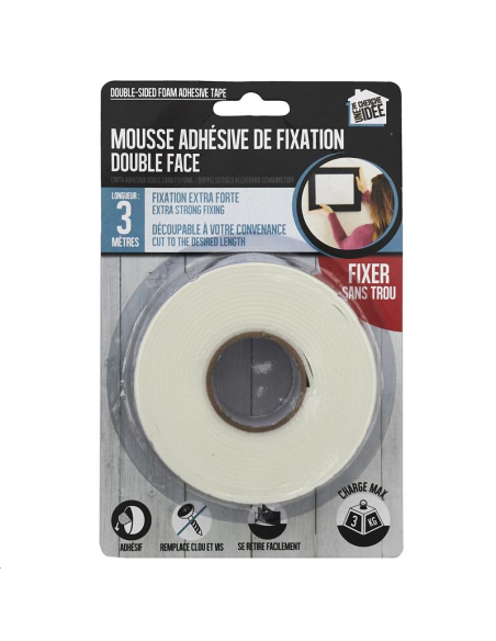 RUBAN ADHESIF DOUBLE FACE MOUSSE