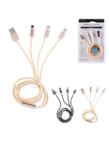 CABLE DE CHARGE 3 EN 1 - USB 