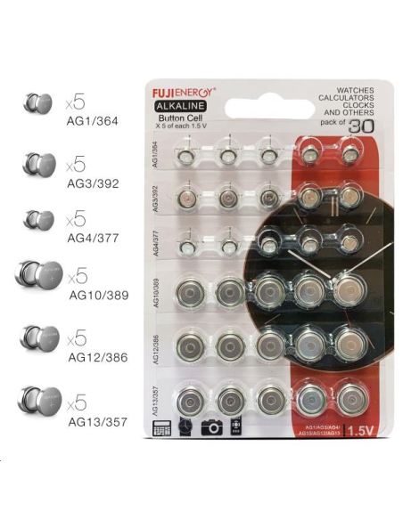 PILES BOUTON ALKALINE  X 30 pcs 