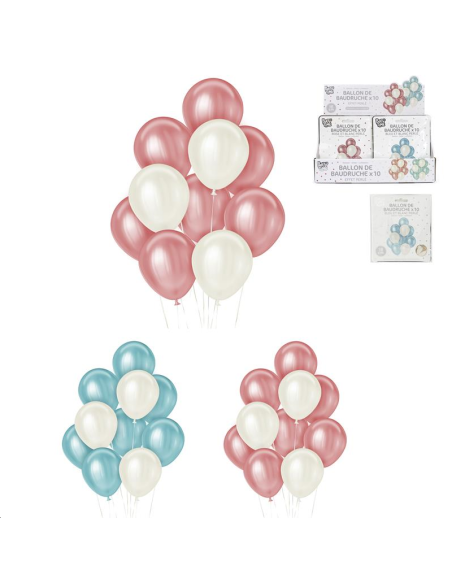 BALLONS IRISES PASTELS ROSE/BLANC