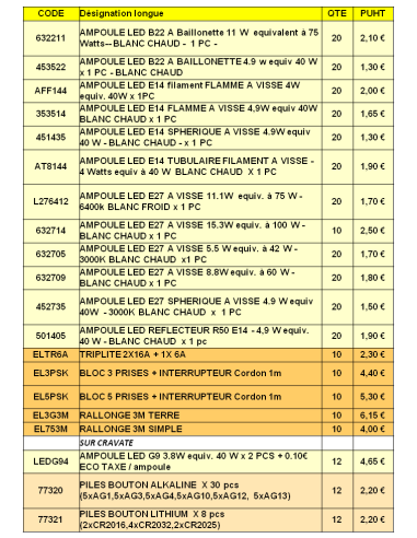 BOX AMPOULES LED + ELECTRICITE