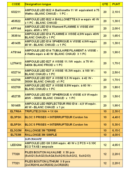 BOX AMPOULES LED + ELECTRICITE