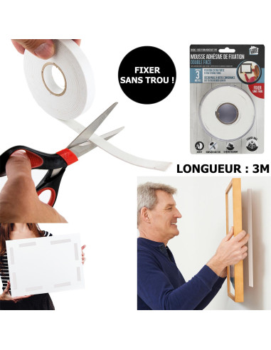 RUBAN ADHESIF DOUBLE FACE MOUSSE