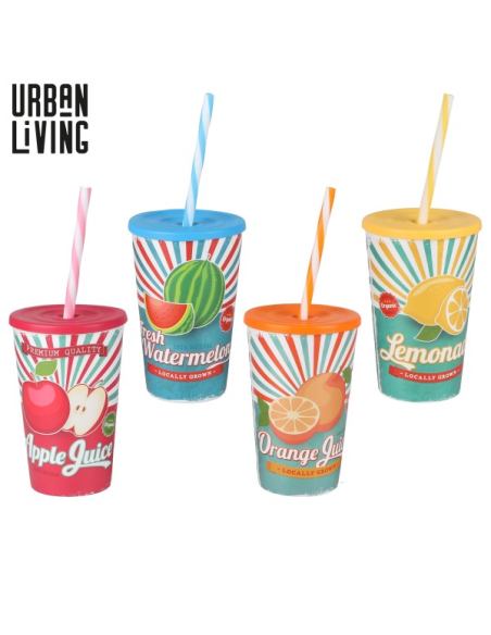 GOBELET PLASTIQUE DECORE AVEC COUVERCLE