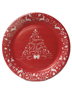 ASSIETTES CARTON NOEL ROUGE