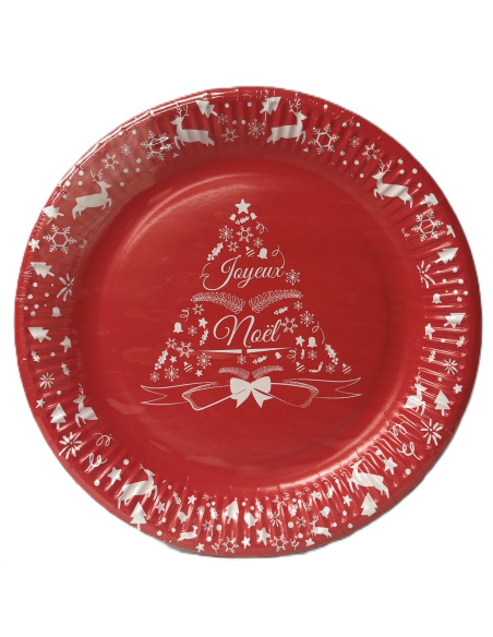 ASSIETTES CARTON NOEL ROUGE