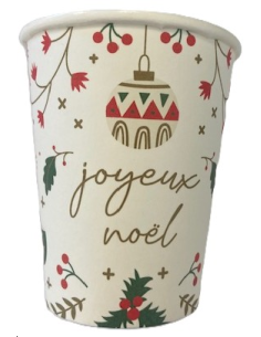 GOBELETS CARTON NOEL VERT ET ROUGE