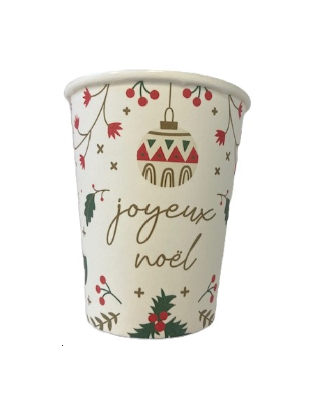 GOBELETS CARTON NOEL VERT ET ROUGE