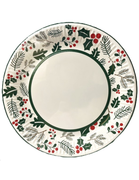 ASSIETTES CARTON NOEL VERT ET ROUGE