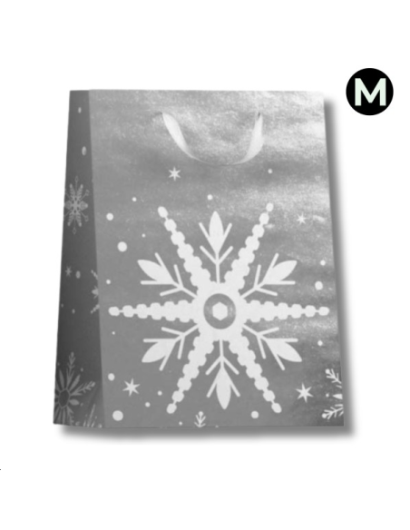 Sac cadeau M - étoiles ARGENT