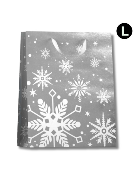 Sac cadeau L - étoiles ARGENT