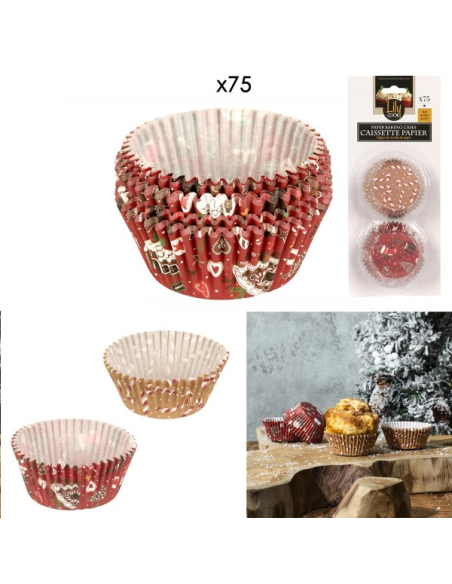 CAISSETTES RONDES PAPIER NOEL