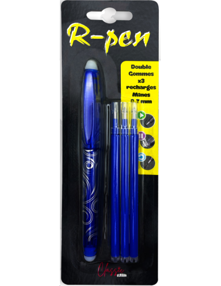 STYLO EFFACABLE BLEU + 3 RECHARGES