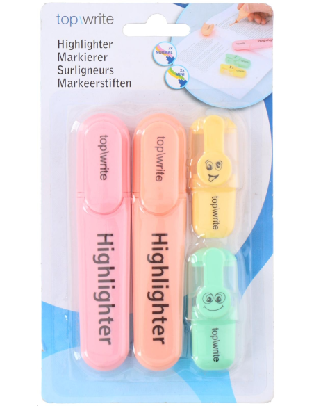 SURLIGNEURS FLUO PASTEL X 4 PCS