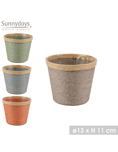 CACHE POT EN CORDE  DIAM.13 CM