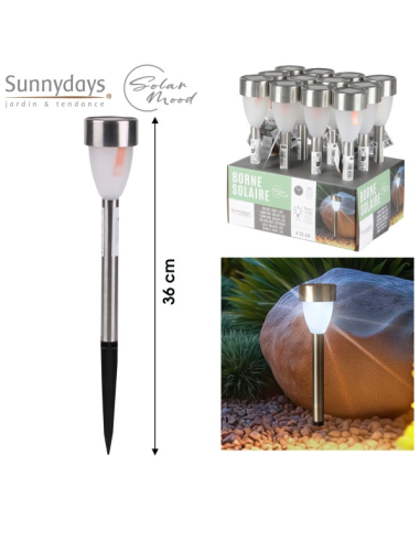 LAMPE SOLAIRE EN INOX H36CM