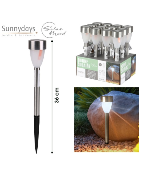 LAMPE SOLAIRE EN INOX H36CM