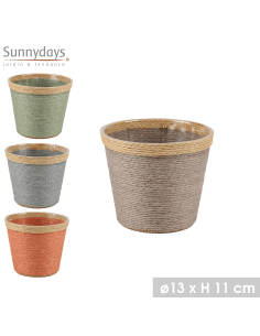 CACHE POT EN CORDE  DIAM.13 CM