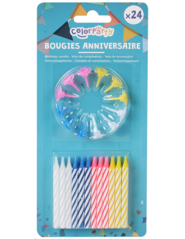 BOUGIES ANNIVERSAIRE MULTICOLORES 