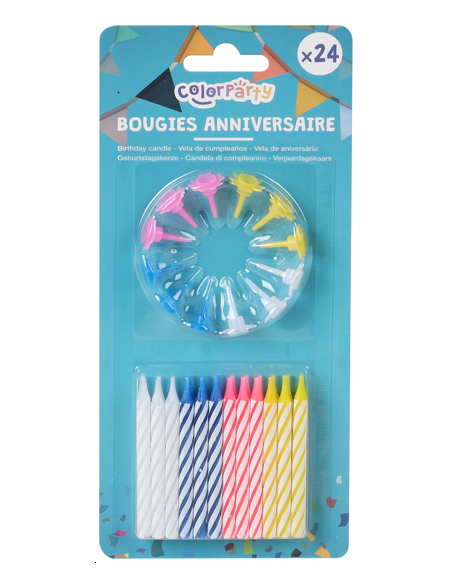 BOUGIES ANNIVERSAIRE MULTICOLORES 