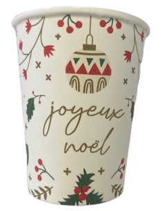 GOBELETS CARTON NOEL VERT ET ROUGE