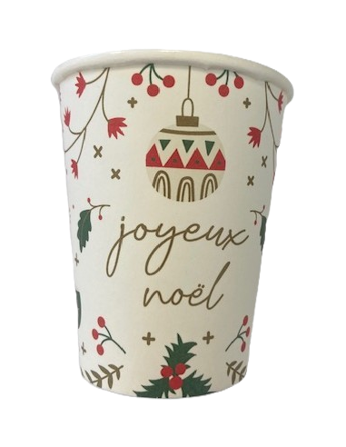 GOBELETS CARTON NOEL VERT ET ROUGE
