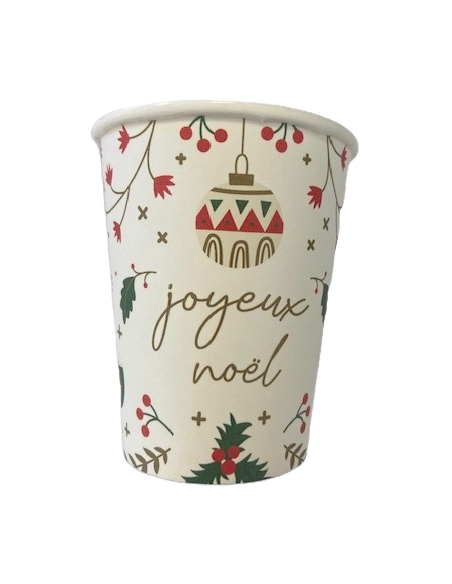 GOBELETS CARTON NOEL VERT ET ROUGE