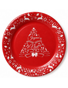 ASSIETTES CARTON NOEL ROUGE