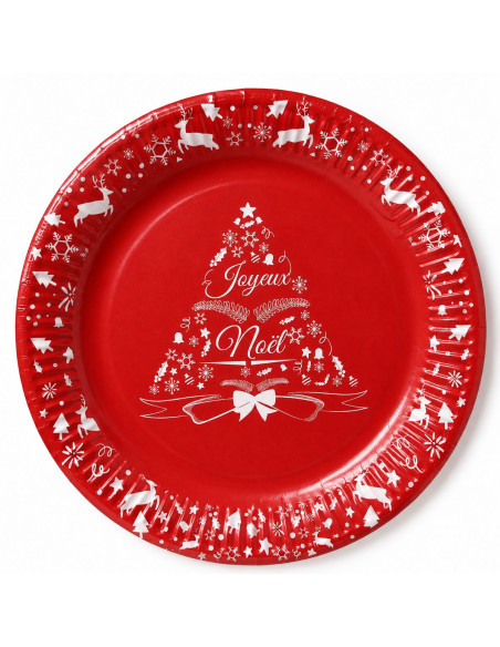 ASSIETTES CARTON NOEL ROUGE