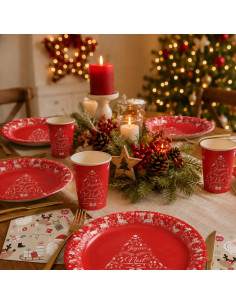 ASSIETTES CARTON NOEL ROUGE 2