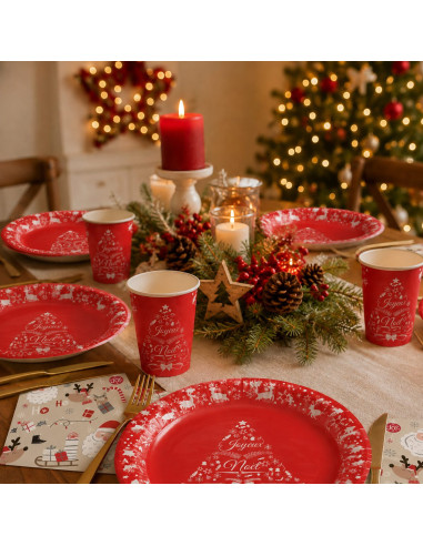 ASSIETTES CARTON NOEL ROUGE