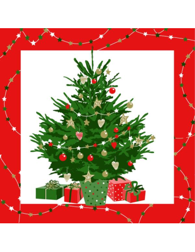 SERVIETTES PAPIER NOËL SAPIN ROUGE