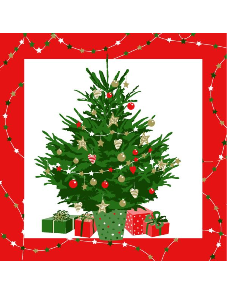 SERVIETTES PAPIER NOËL SAPIN ROUGE