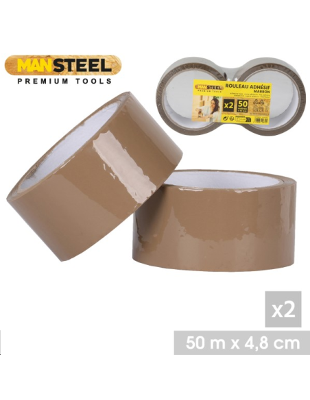 RUBAN ADHESIF D'EMBALLAGE MARRON X2