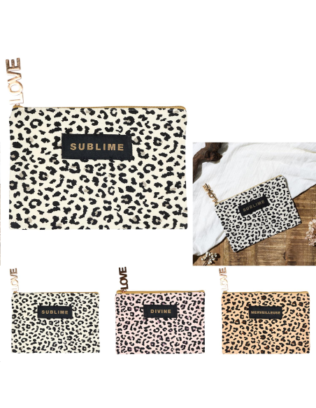 POCHETTE LEOPARD 20  cm x 14 cm