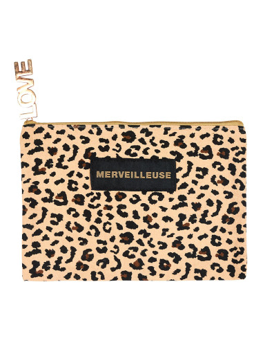 POCHETTE LEOPARD 20  cm x 14 cm