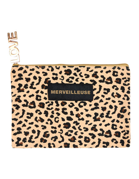 POCHETTE LEOPARD 20  cm x 14 cm