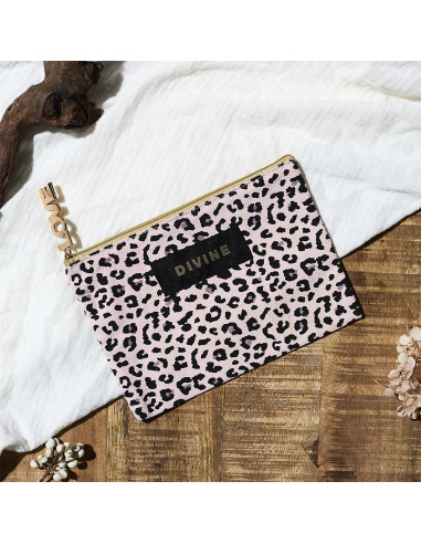 POCHETTE LEOPARD 20  cm x 14 cm