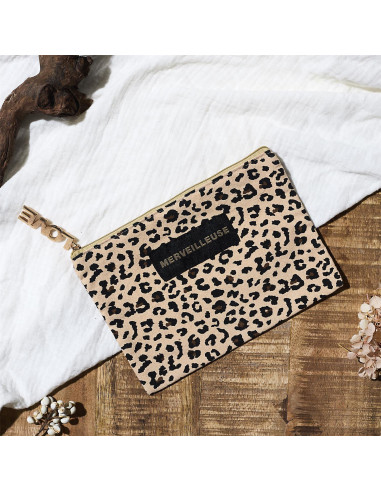 POCHETTE LEOPARD 20  cm x 14 cm