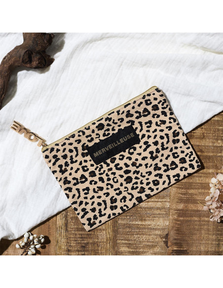 POCHETTE LEOPARD 20  cm x 14 cm