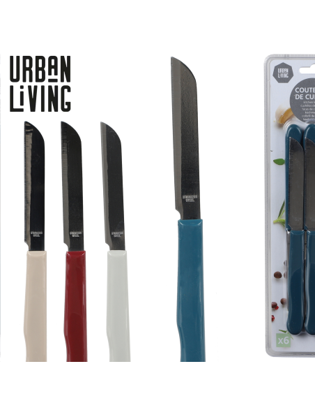 COUTEAUX DE CUISINE X6PCS COULEURS 