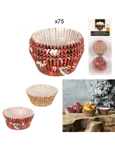 CAISSETTES RONDES PAPIER NOEL